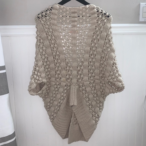 REBECCA TAYLOR Cream Ivory Crochet Open Knit Dolman Cocoon Sweater Cardigan XS/S - Picture 8 of 13